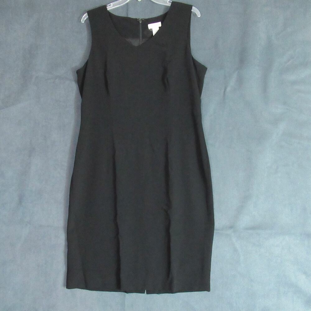 Ann Taylor Dress Womens Size 14 Black Basic Sleeveless Sheath Modest Career